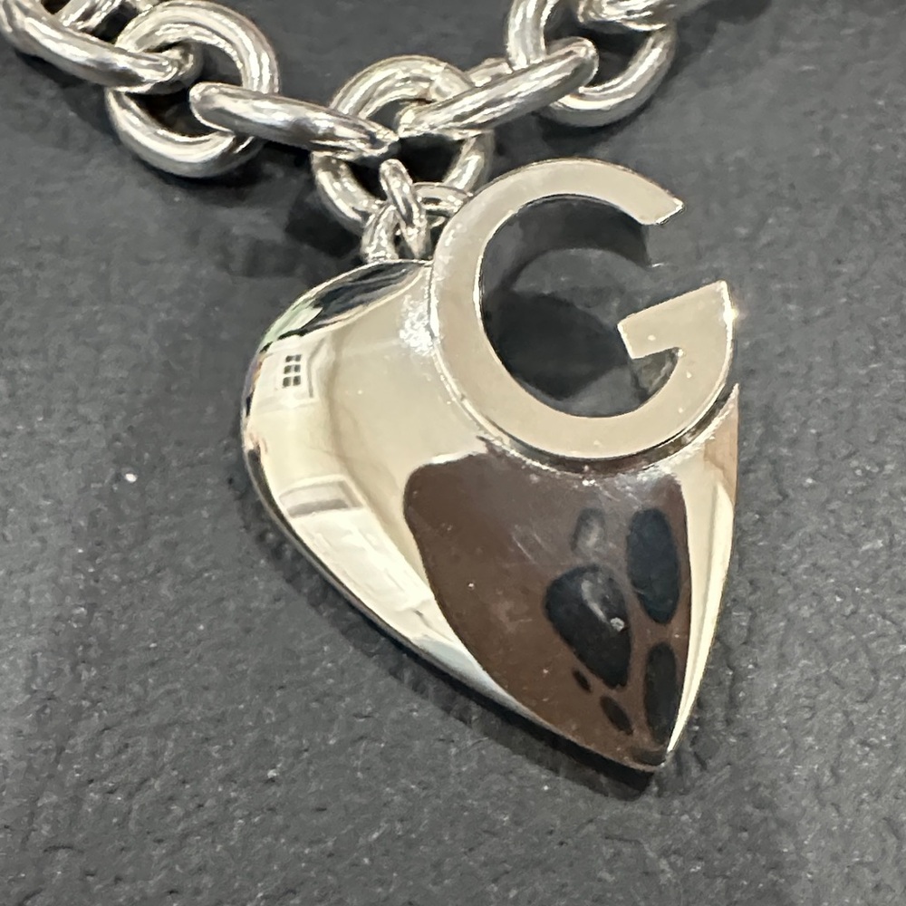 Gucci Sterling Silver Charlotte G Heart Chain Heart Chain Bracelet NIB - Picture 4 of 9